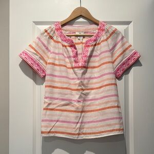 Striped Pink and Orange Short Sleeve Top
